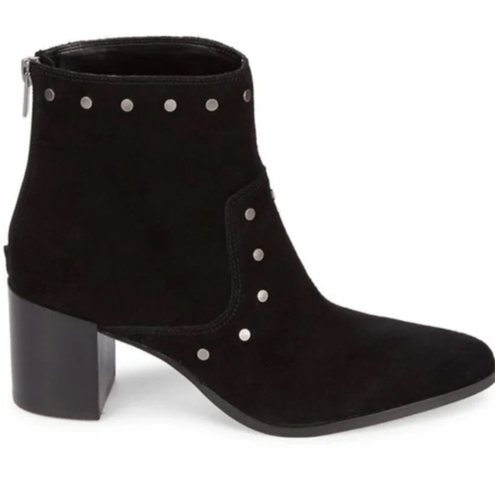 Saks Fifth Avenue Talan Studded Western Black Suede Ankle Boots Size 10